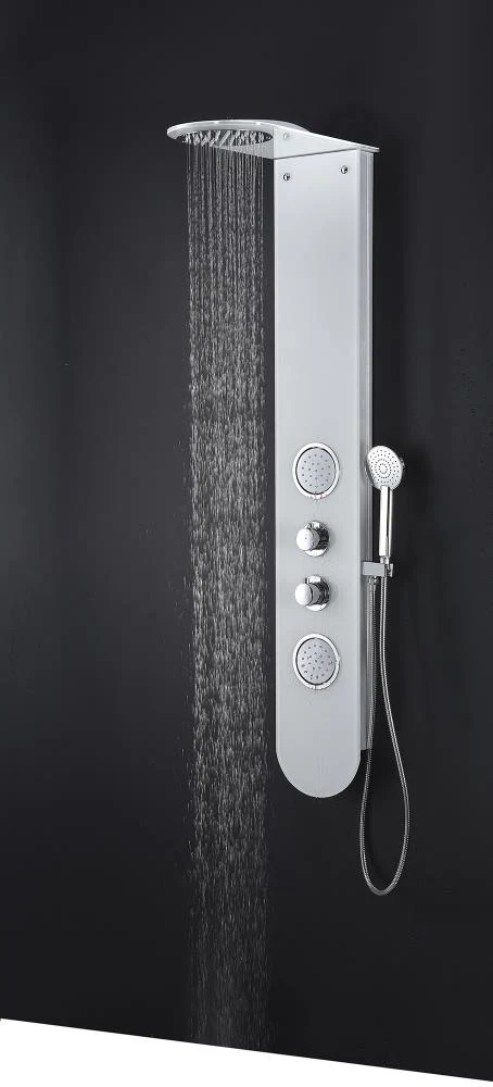 ANZZI Plains White 2-Spray Shower Panel System with Waterfall and 3-Way Diverter (Valve Included) - Image 9