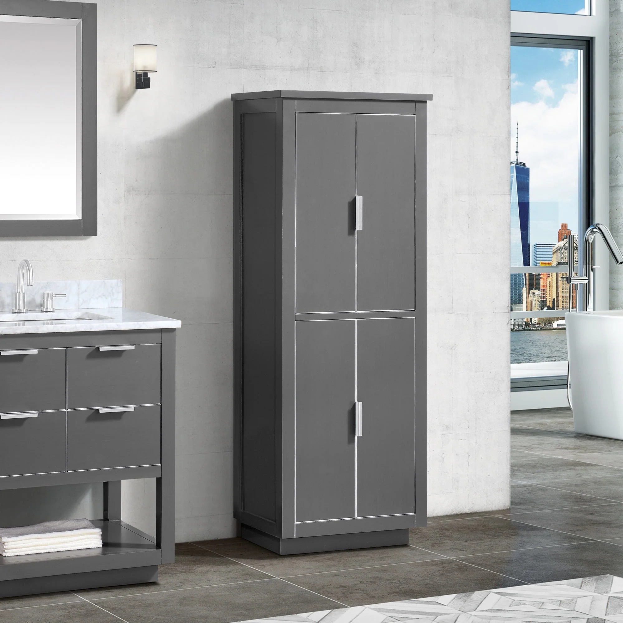 Avanity Allie/Austen 24-in W x 65-in H x 16-in D Twilight Gray Birch Freestanding Linen Cabinet - Image 12