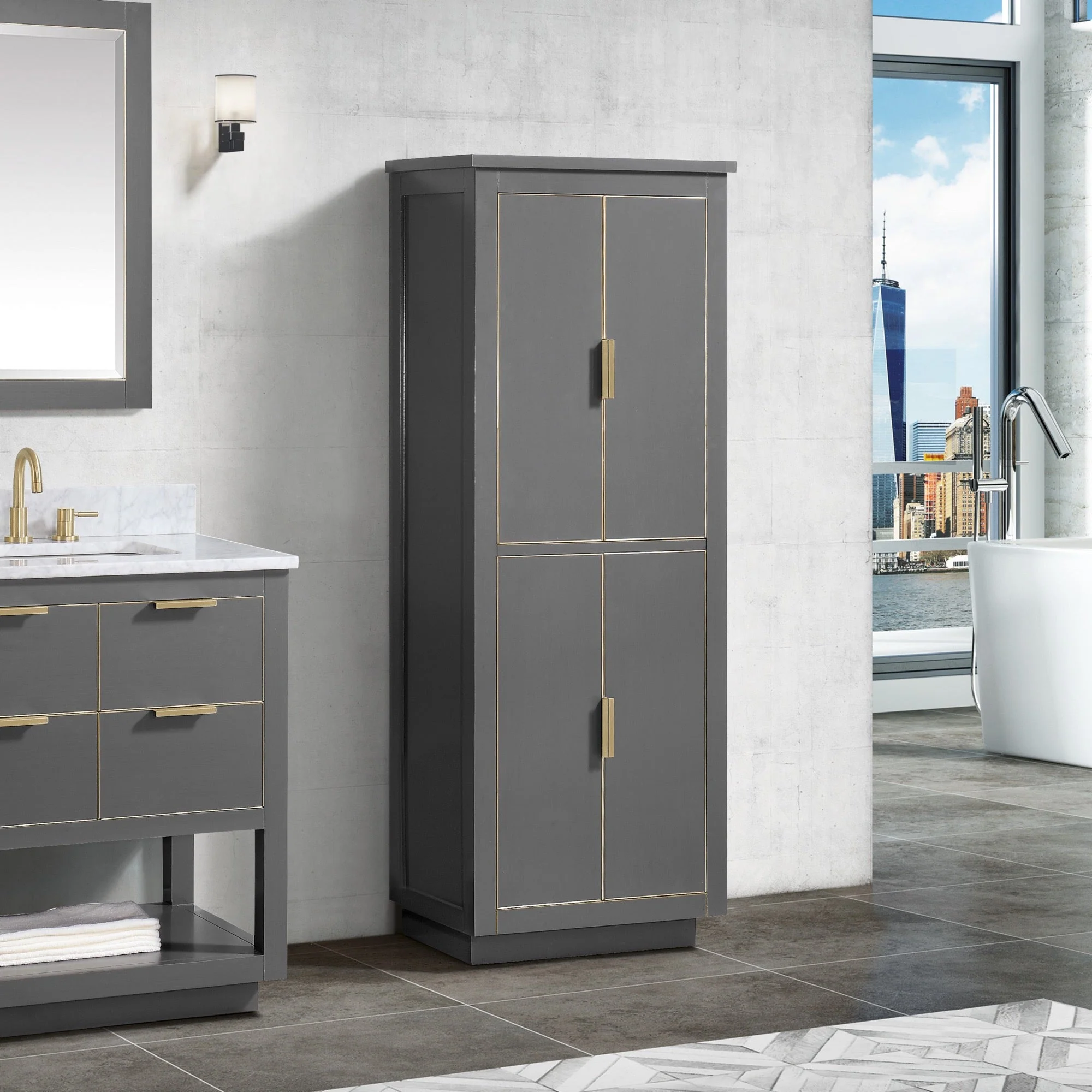 Avanity Allie/Austen 24-in W x 65-in H x 16-in D Twilight Gray Birch Freestanding Linen Cabinet - Image 9