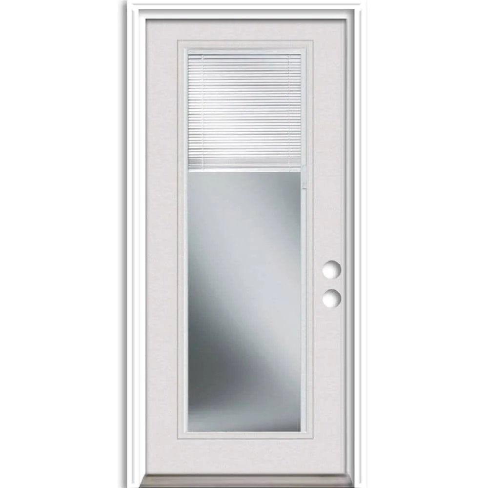 Therma-Tru Benchmark Doors 32-in x 80-in Steel Full Lite Right-Hand Inswing Ready-to-Paint Unfinished Prehung Front Door with Brickmould and Blinds - Image 2