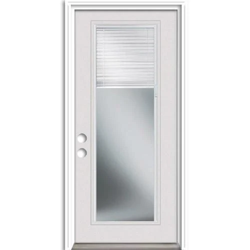Therma-Tru Benchmark Doors 36-in x 80-in Steel Full Lite Right-Hand Inswing Ready-to-Paint Unfinished Prehung Single Front Door with Brickmould and Built-In Blinds