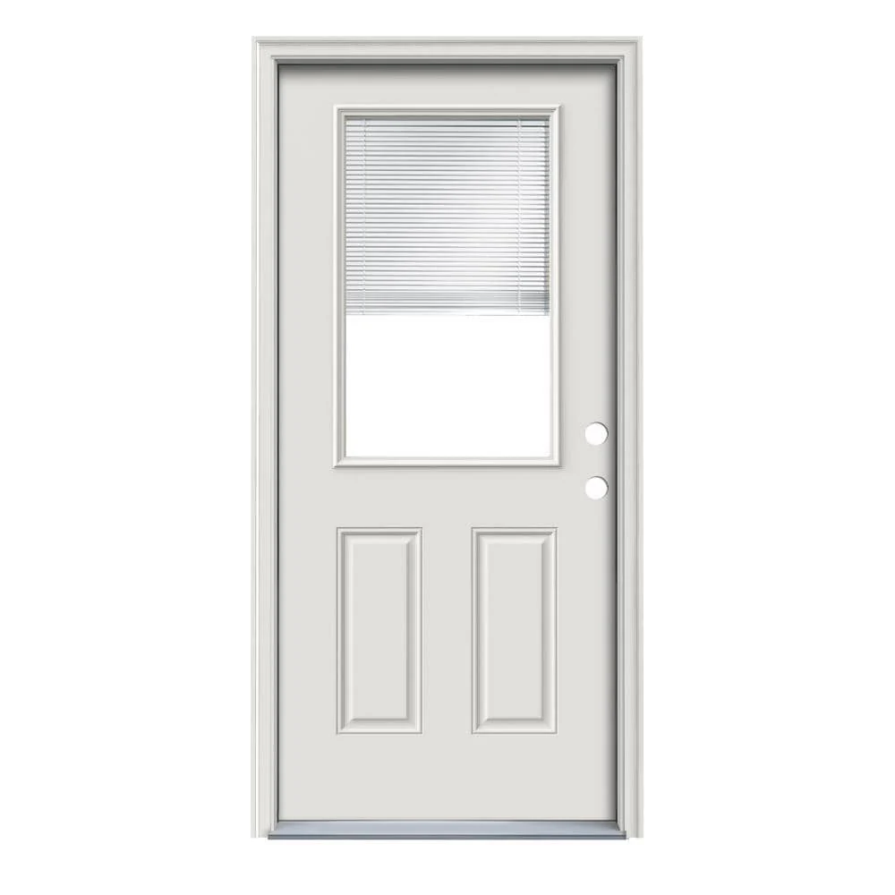 Therma-Tru Benchmark Doors 32-in x 80-in Steel Half Lite Left-Hand Inswing Ready-to-Paint Prehung Front Door with Brickmould and Internal Blinds - Image 2