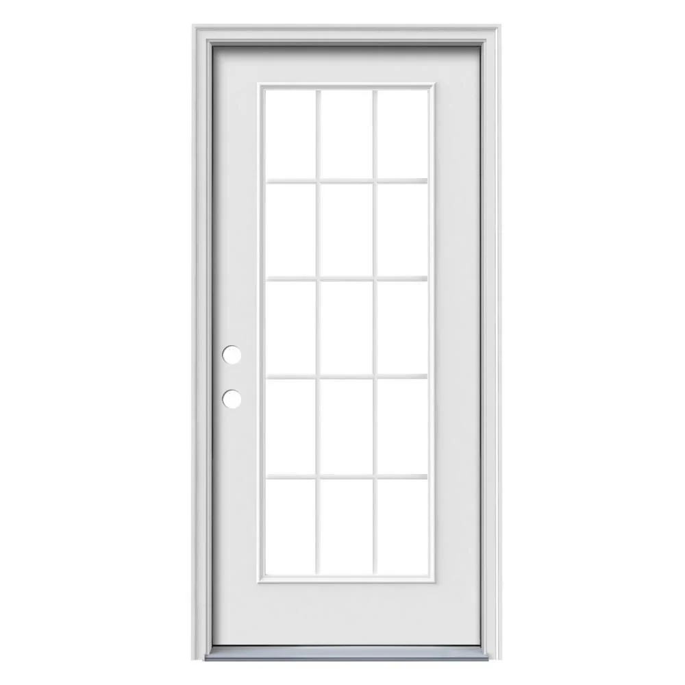 Therma-Tru Benchmark Doors 36-in x 80-in Steel Full Lite Right-Hand Inswing Ready-to-Paint Unfinished Prehung Single Front Door with Brickmould - Image 2