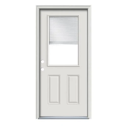 Therma-Tru Benchmark Doors 36-in x 80-in Steel Half-Lite 9-Lite Right-Hand Inswing Unfinished Prehung Front Door with Brickmould and Low-E Glass