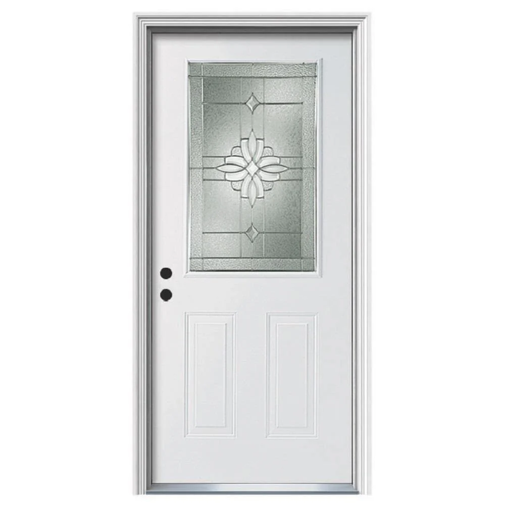Therma-Tru Benchmark Doors 36-in x 80-in Steel Half-Lite Right-Hand Inswing, Ready-to-Paint, Unfinished Prehung Front Door with Brickmould, 4-9/16-in Jamb - Image 2