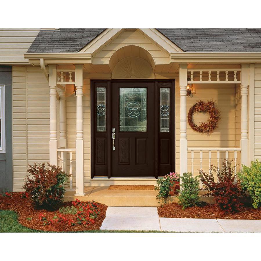 Therma-Tru Benchmark Doors Star 36-in x 80-in Fiberglass Half Lite Right-Hand Inswing Dark Elm Stained Prehung Single Front Door