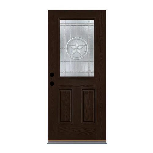 Therma-Tru Benchmark Doors Star 36-in x 80-in Fiberglass Half Lite Right-Hand Inswing Dark Elm Stained Prehung Single Front Door - Image 5