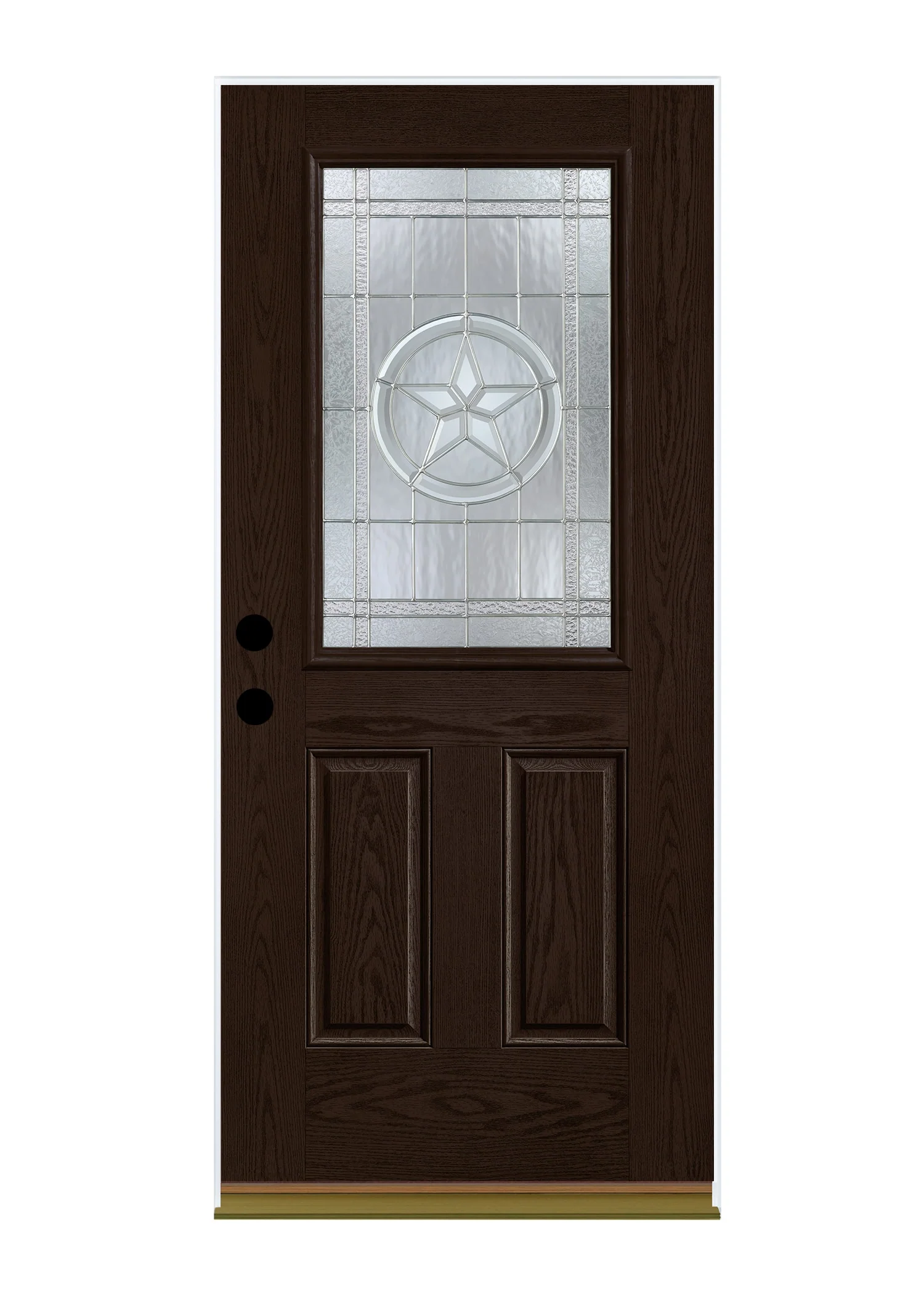 Therma-Tru Benchmark Doors Star 36-in x 80-in Fiberglass Half Lite Right-Hand Inswing Dark Elm Stained Prehung Single Front Door - Image 6