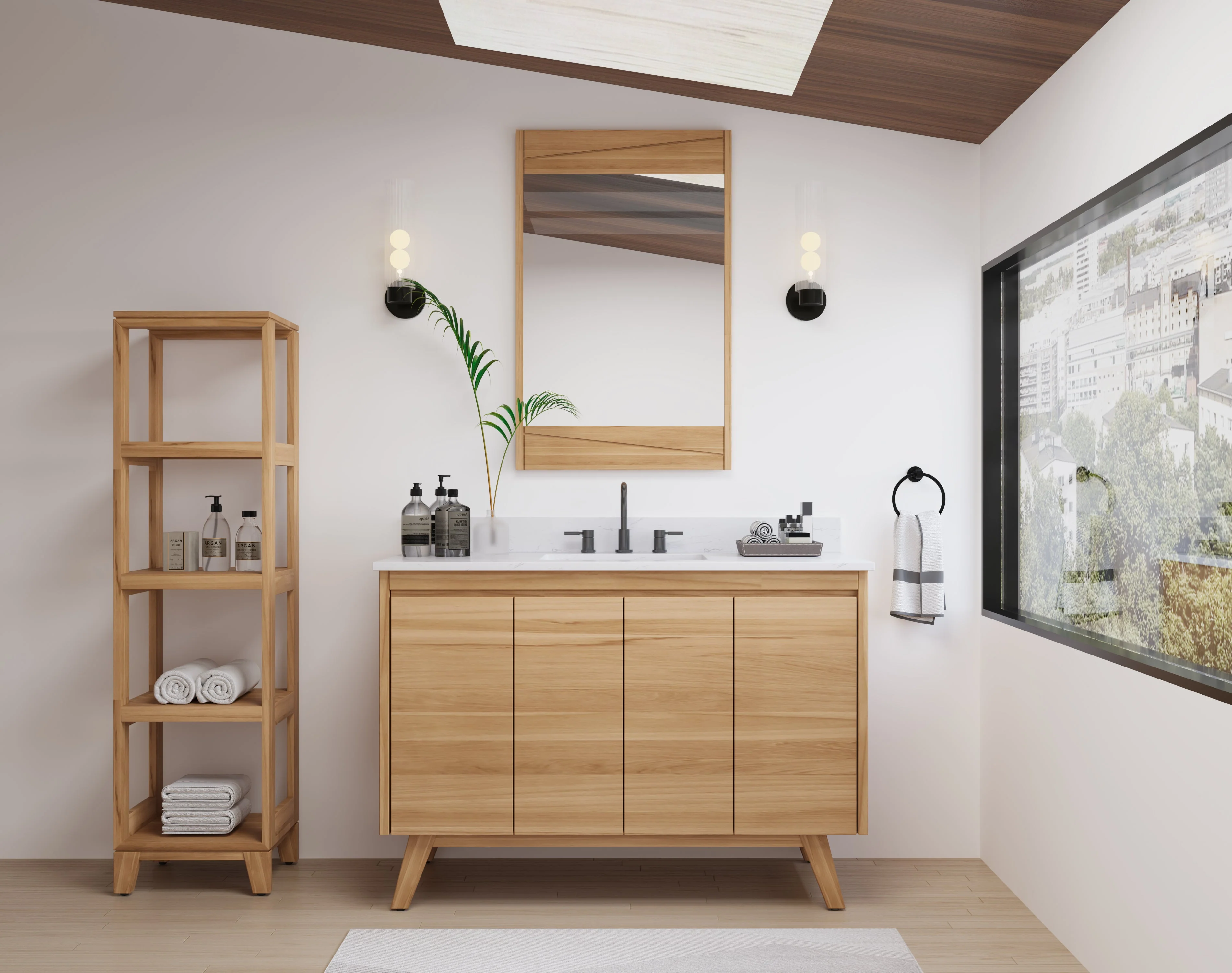 Avanity Coventry 48-in Natural Teak Bathroom Vanity Cabinet - Image 14