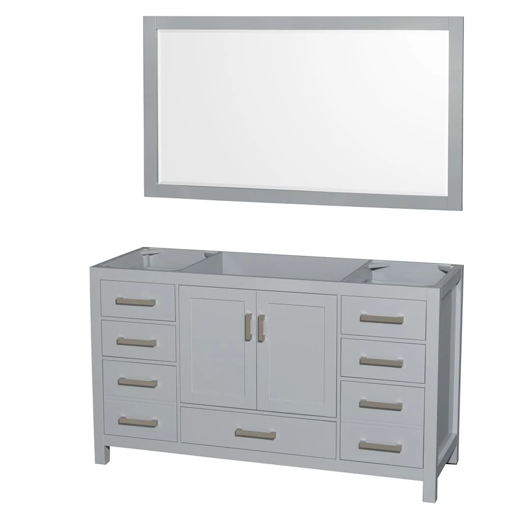 Wyndham Collection Sheffield 59-in Gray Bathroom Vanity Cabinet with Mirror - Image 3