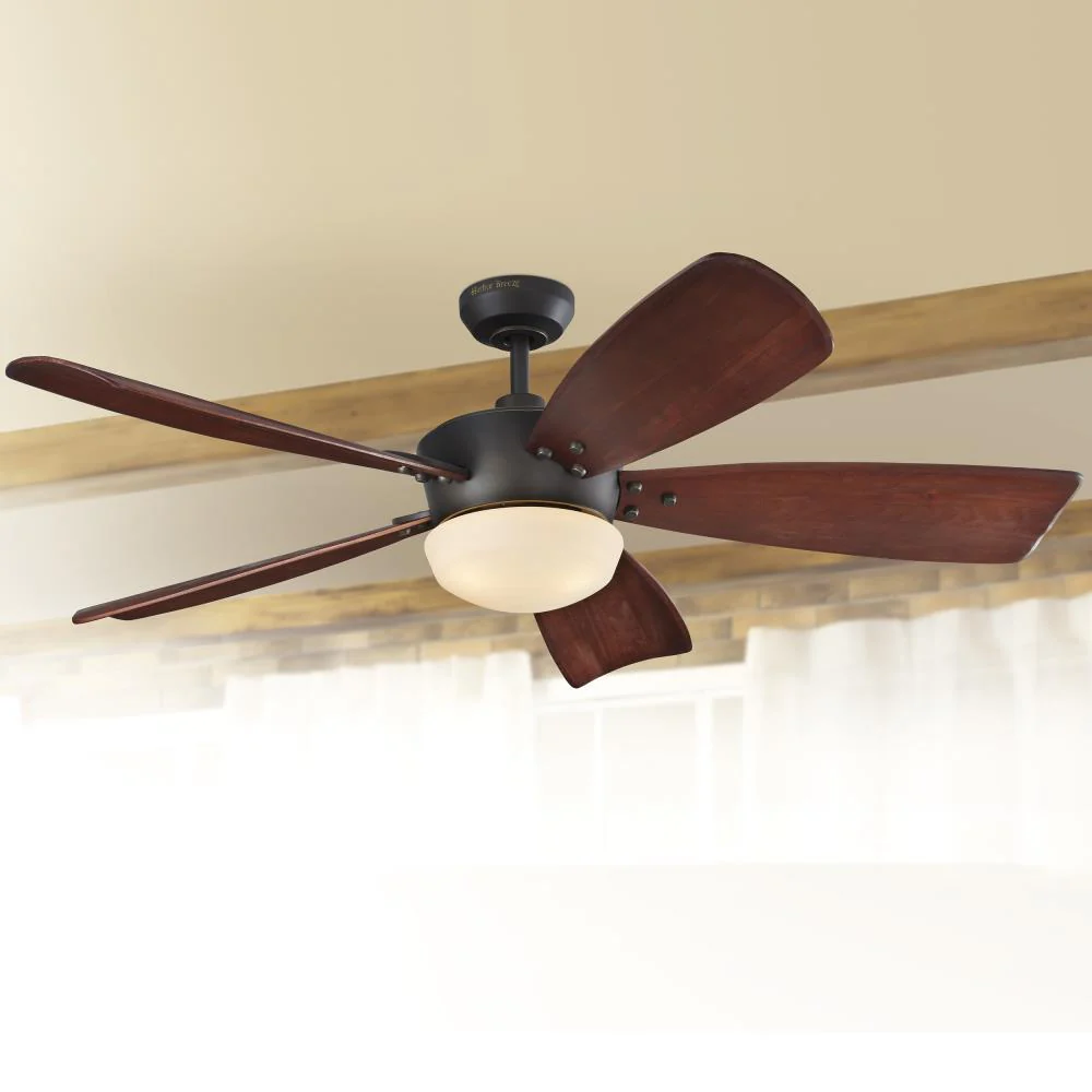 Harbor Breeze Saratoga 60-in Oil Rubbed Bronze LED Indoor Ceiling Fan with Remote, White Linen Glass (5-Blade) - Image 9