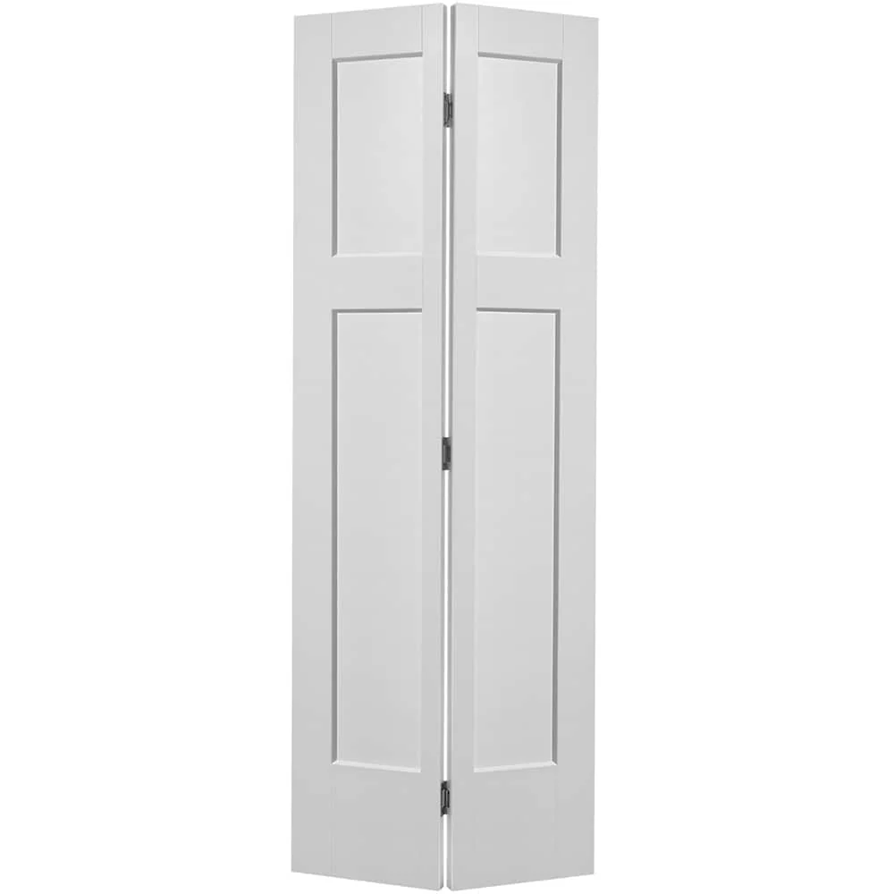 Masonite Heritage 24-in x 80-in Primed White 3-Panel Craftsman Molded Composite Bifold Door, Hollow Core (Hardware Included)