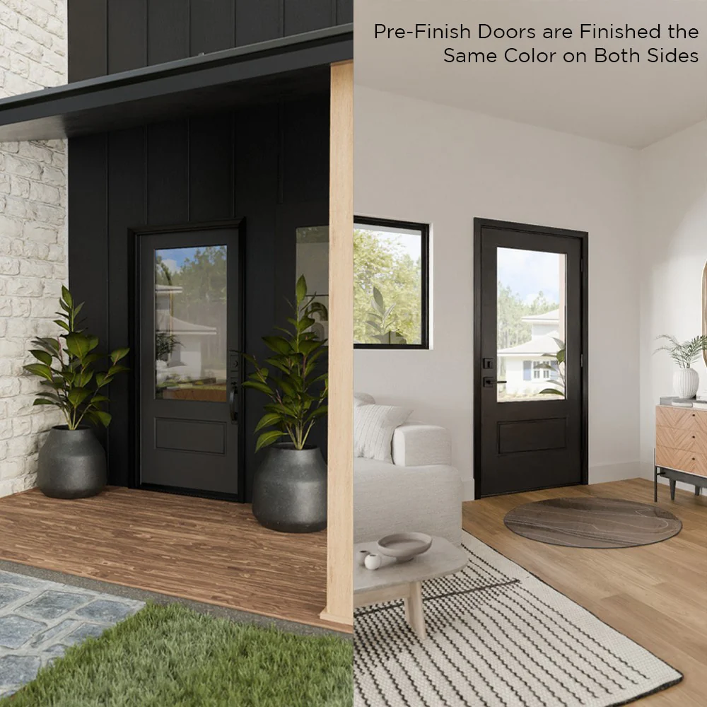 Masonite 36-in x 80-in Fiberglass Half Lite Right-Hand Inswing Peppercorn Painted Prehung Single Front Door with Brickmould - Image 3