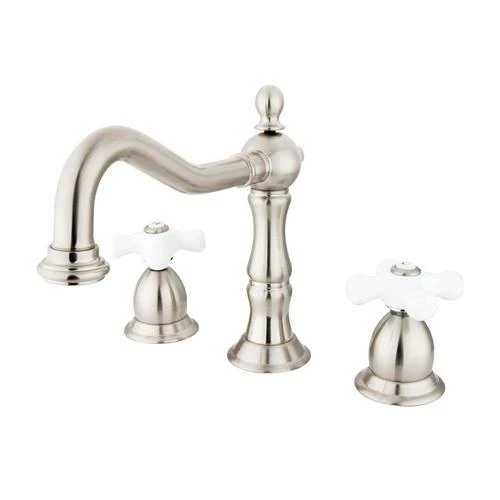 Elements of Design Brushed Nickel 2-Handle 8-in Widespread Bathroom Sink Faucet with Drain