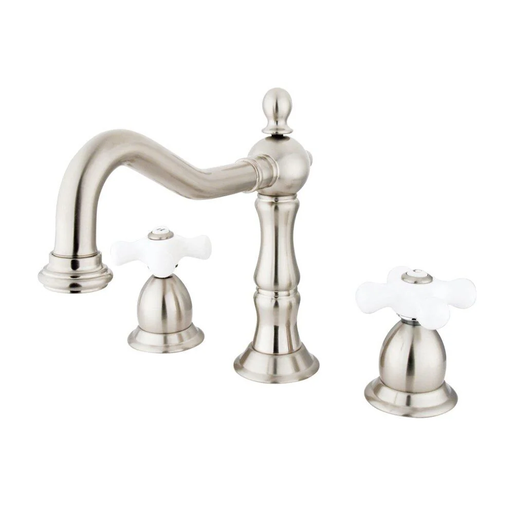 Elements of Design Brushed Nickel 2-Handle 8-in Widespread Bathroom Sink Faucet with Drain - Image 3