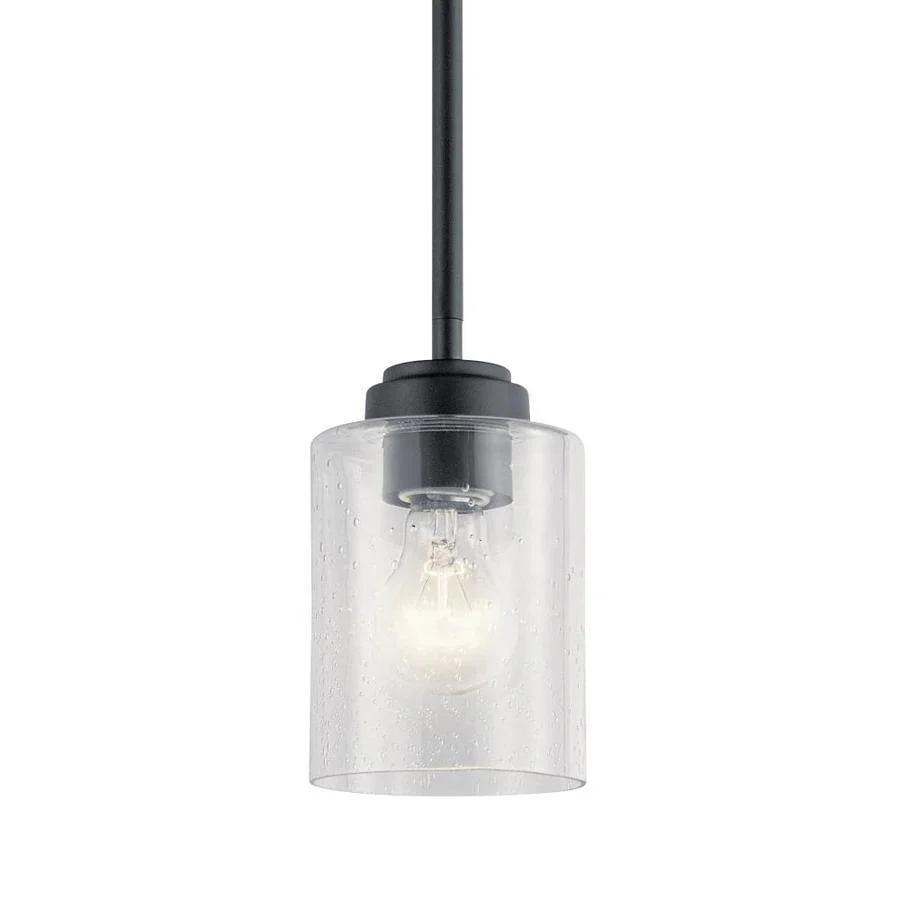 Kichler Winslow Olde Bronze Seeded Glass Cylinder Mini Pendant Light, 7.5" H x 4.25" DIA - Image 7