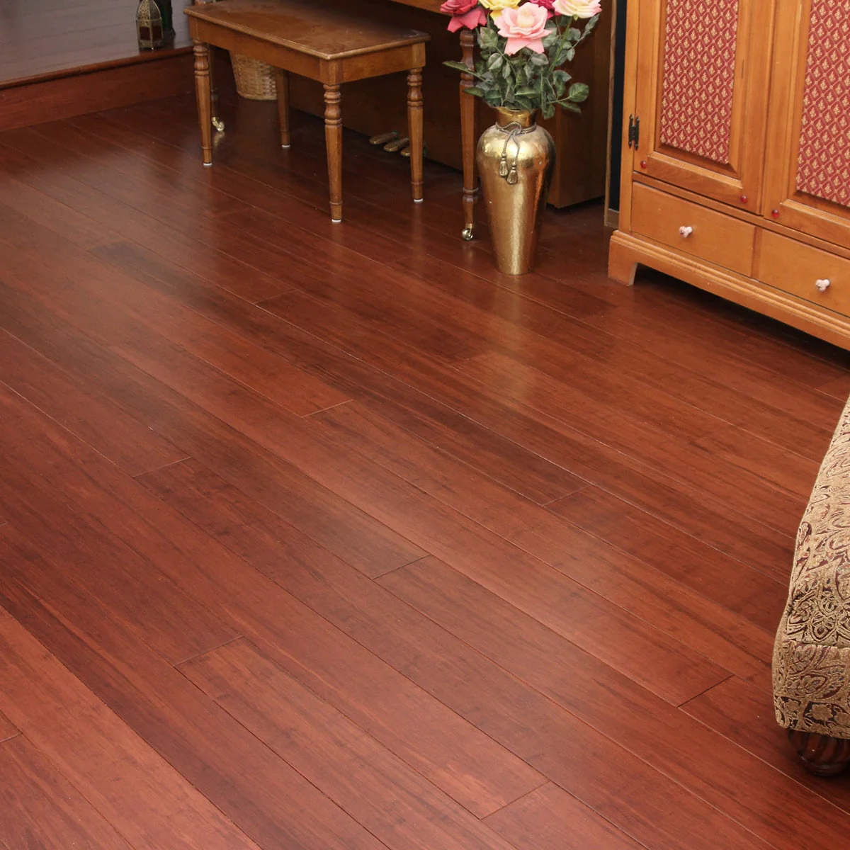 Cali Bamboo Fossilized 5.31-in Cognac Bamboo Smooth/Traditional Engineered Hardwood Flooring (21.5-sq ft) - Image 3