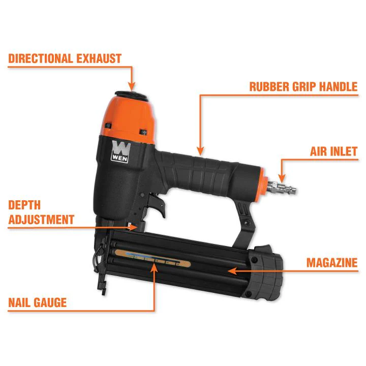 WEN 18-Gauge Pneumatic Brad Nailer, 3/8 to 2 in., Model 61721 - Image 8