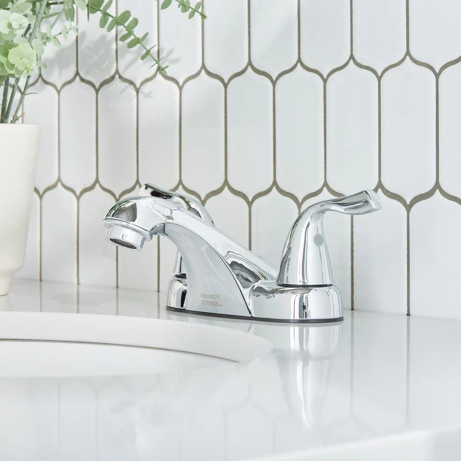 Project Source Ethan Brushed Nickel 2‑Handle 4‑in Centerset WaterSense Bathroom Sink Faucet with Drop & Lock Drain - Image 3