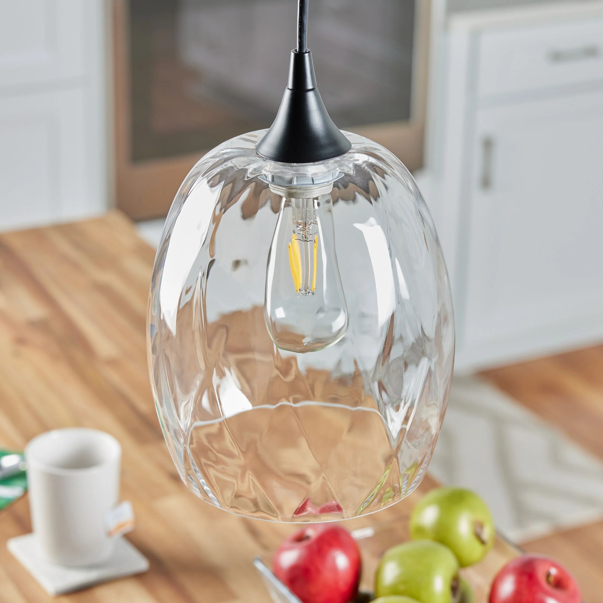 Portfolio 8.75-in H x 7.5-in W Diamond Helix Textured Glass Pendant Light Shade - Image 12