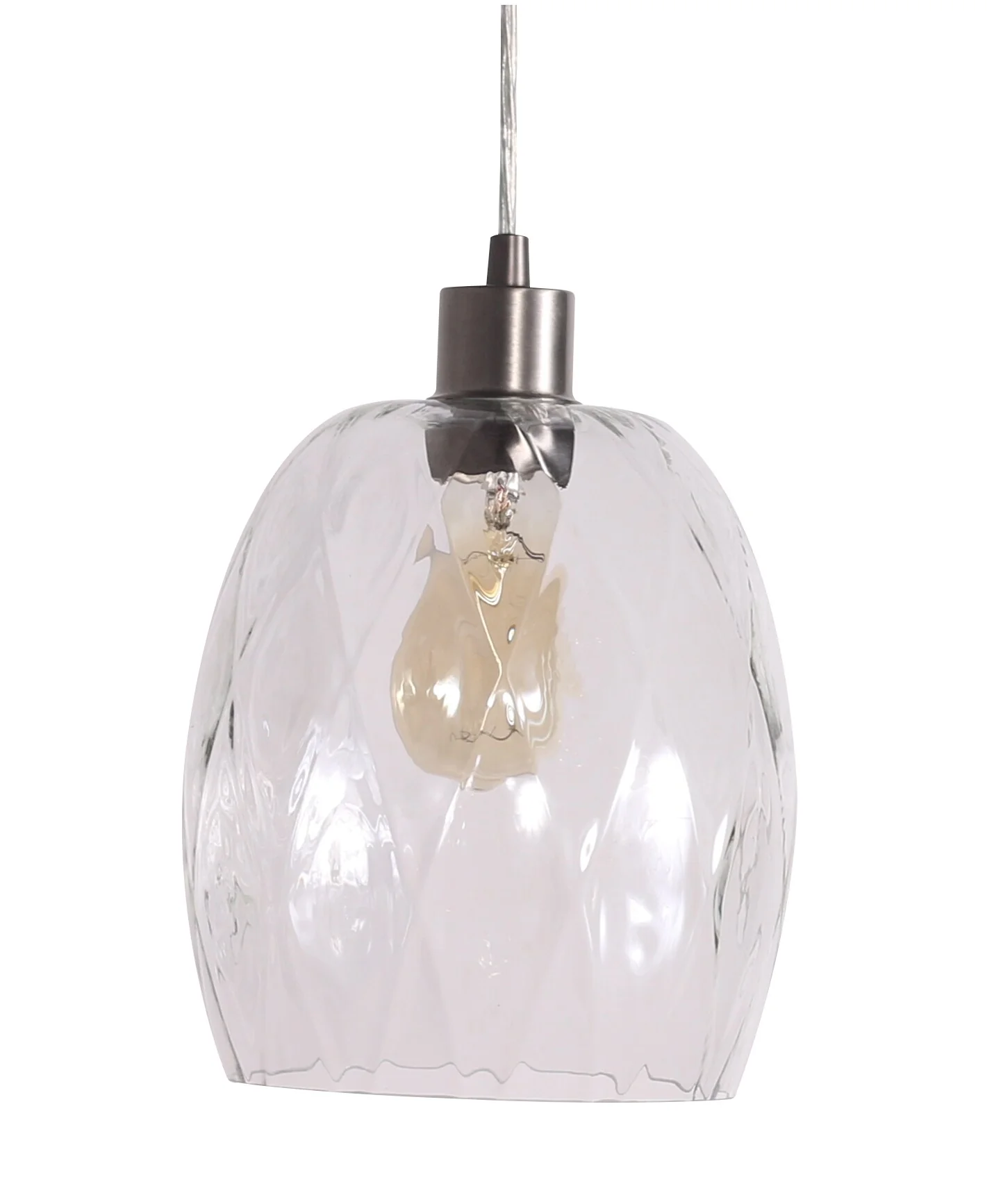 Portfolio 8.75-in H x 7.5-in W Diamond Helix Textured Glass Pendant Light Shade - Image 8
