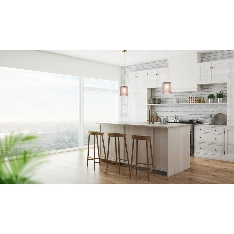 Portfolio 8.75-in H x 6.88-in W Smoked Hobnail Textured Glass Cylinder Pendant Light Shade - Image 3