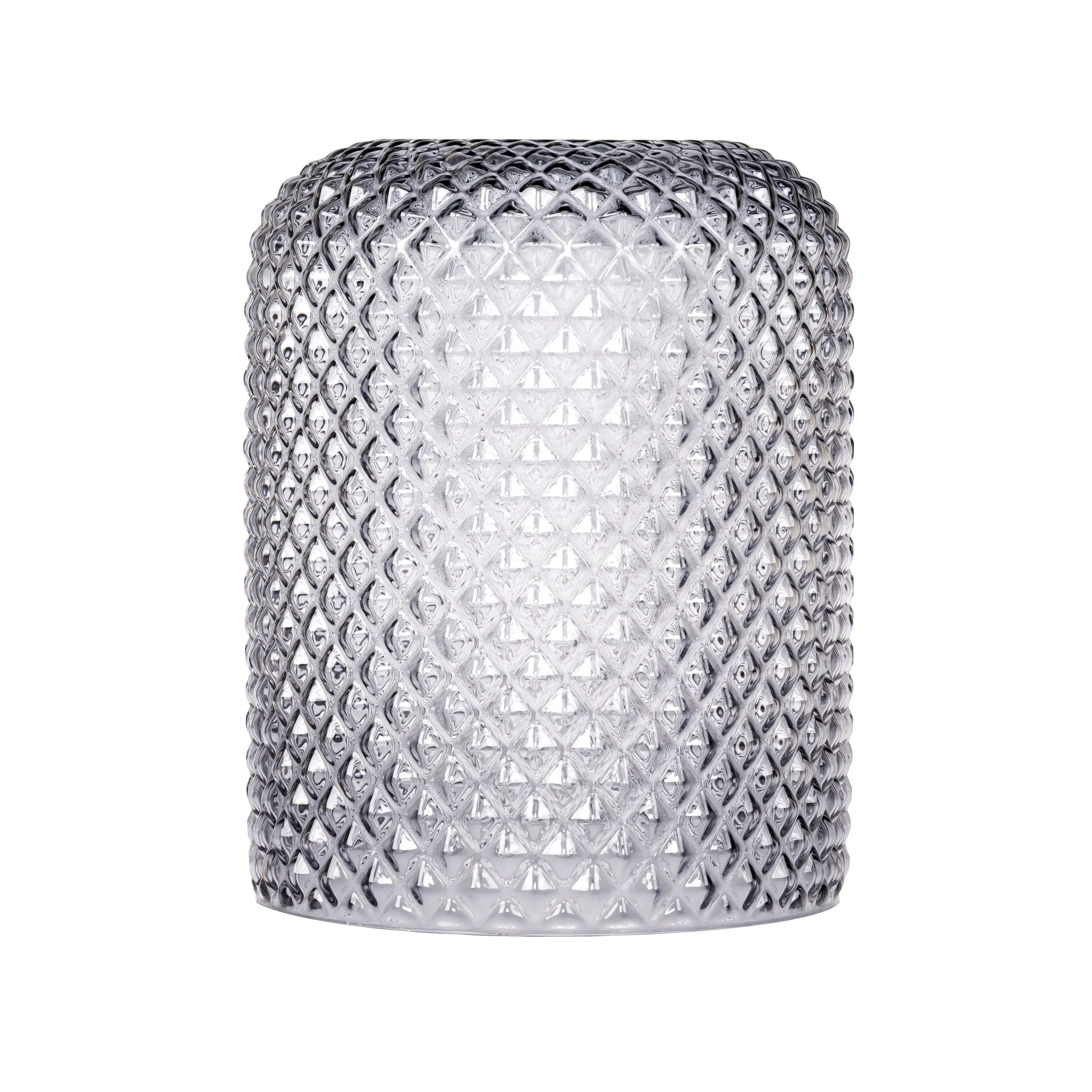Portfolio 8.75-in H x 6.88-in W Smoked Hobnail Textured Glass Cylinder Pendant Light Shade - Image 5