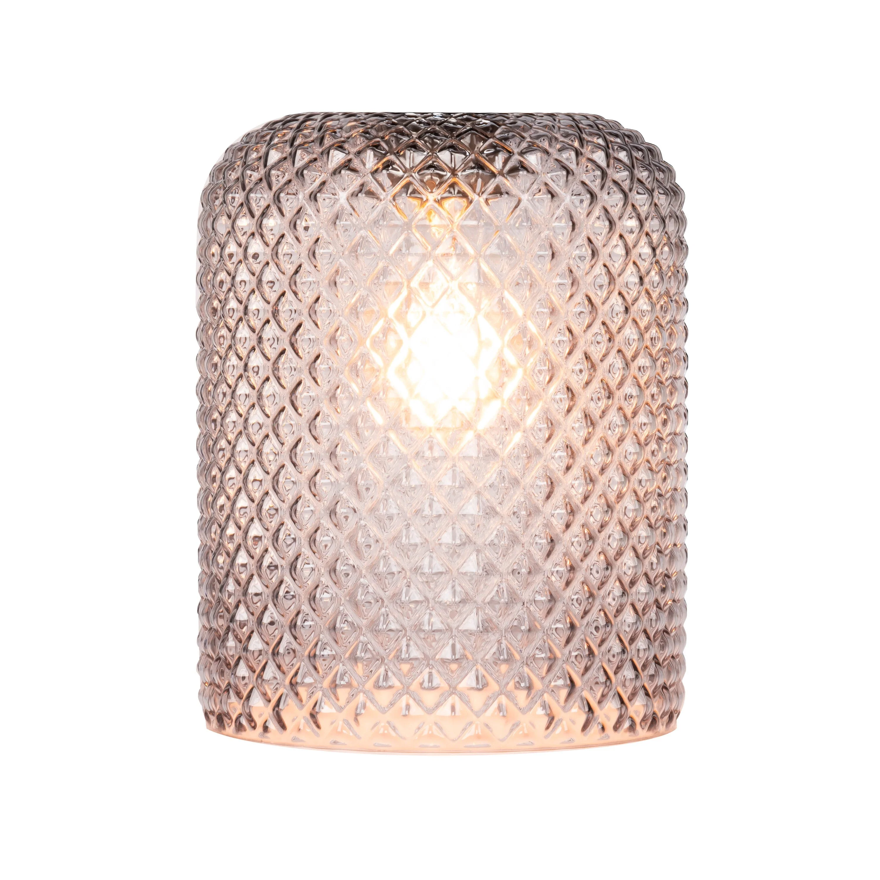 Portfolio 8.75-in H x 6.88-in W Smoked Hobnail Textured Glass Cylinder Pendant Light Shade - Image 7