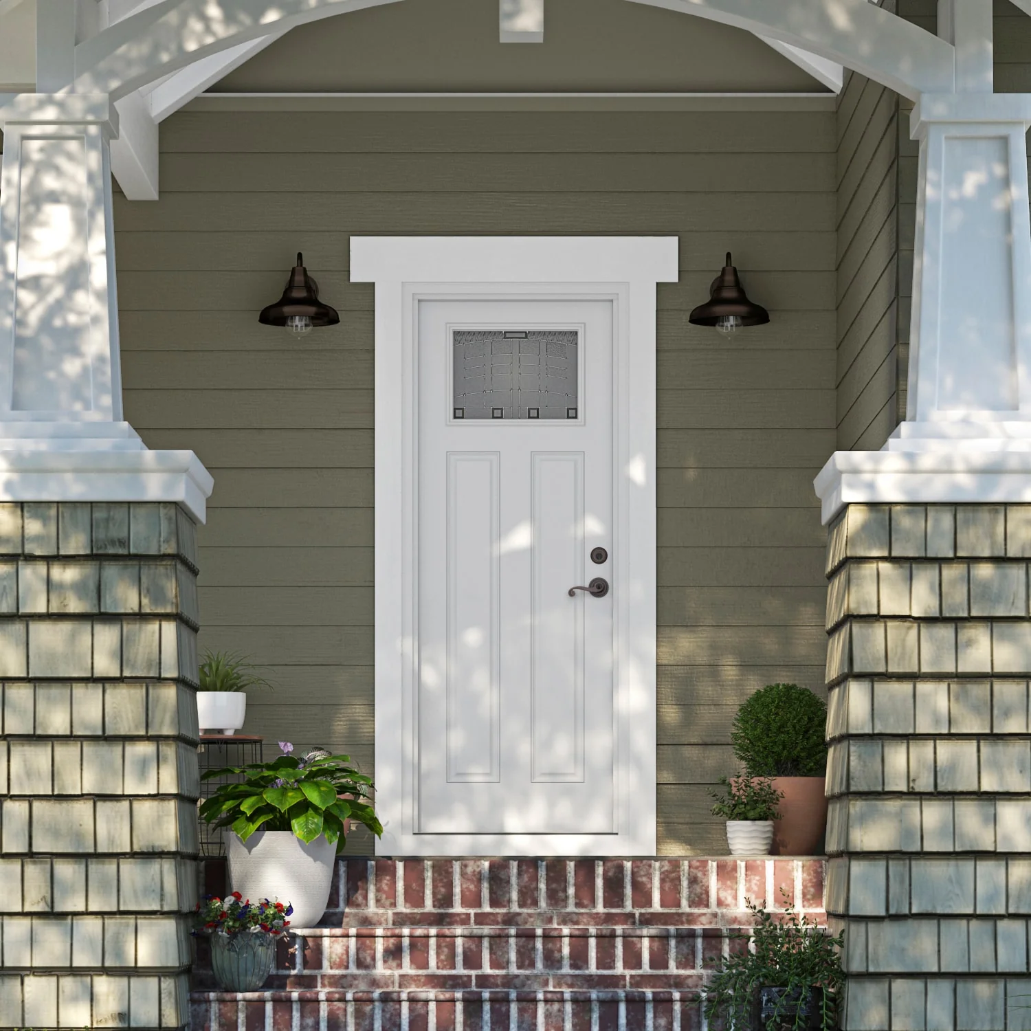 Therma-Tru Benchmark Emerson 32-in x 80-in Fiberglass Craftsman Left-Hand Inswing Ready-to-Paint Unfinished Prehung Front Door with Brickmould - Image 11
