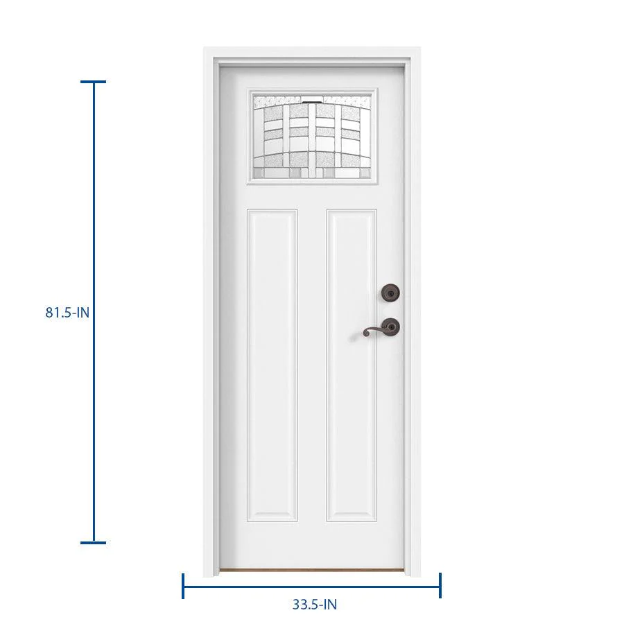 Therma-Tru Benchmark Emerson 32-in x 80-in Fiberglass Craftsman Left-Hand Inswing Ready-to-Paint Unfinished Prehung Front Door with Brickmould - Image 4