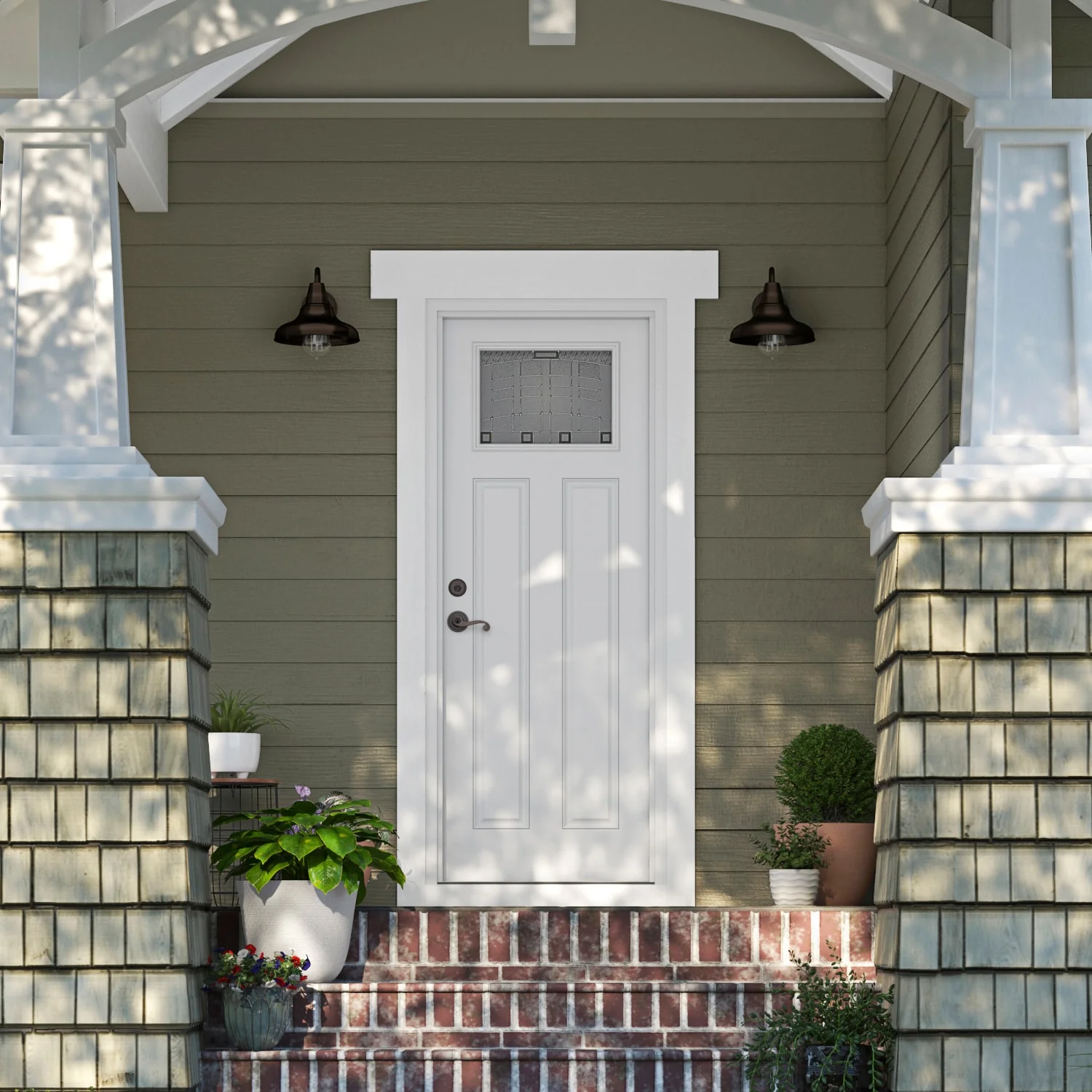 Therma-Tru Benchmark Doors Emerson 32-in x 80-in Fiberglass Craftsman Right-Hand Inswing Ready-to-Paint Unfinished Prehung Single Front Door with Brickmould - Image 11