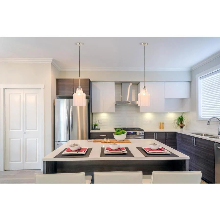 Portfolio Brushed Nickel Transitional Cylinder Pendant Light - Image 3