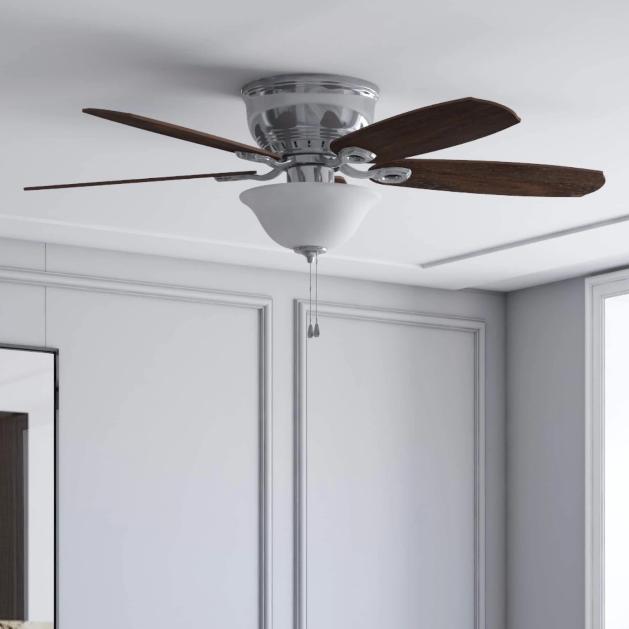 Harbor Breeze Lake Canton 52-in Brushed Nickel LED Indoor Flush Mount Ceiling Fan (5-Blade) - Image 11