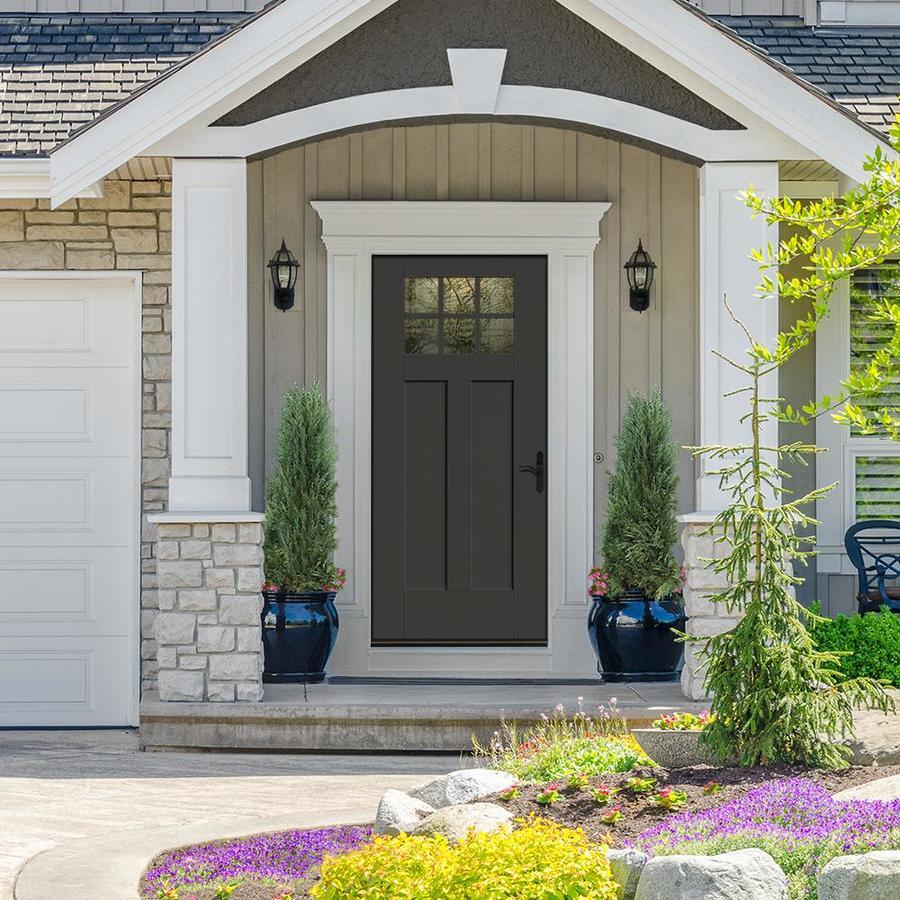 Therma-Tru Benchmark Doors 32-in x 80-in Fiberglass Craftsman Left-Hand Inswing Ready-to-Paint Unfinished Prehung Single Front Door with Brickmould