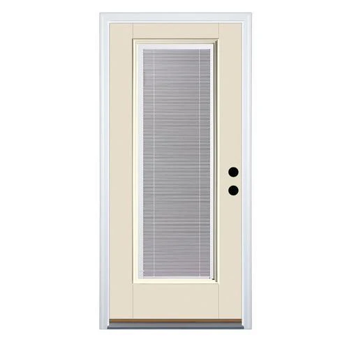 Therma-Tru Benchmark Doors 36-in x 80-in Fiberglass Full Lite Left-Hand Inswing Ready-to-Paint Unfinished Prehung Single Front Door with Blinds - Image 3