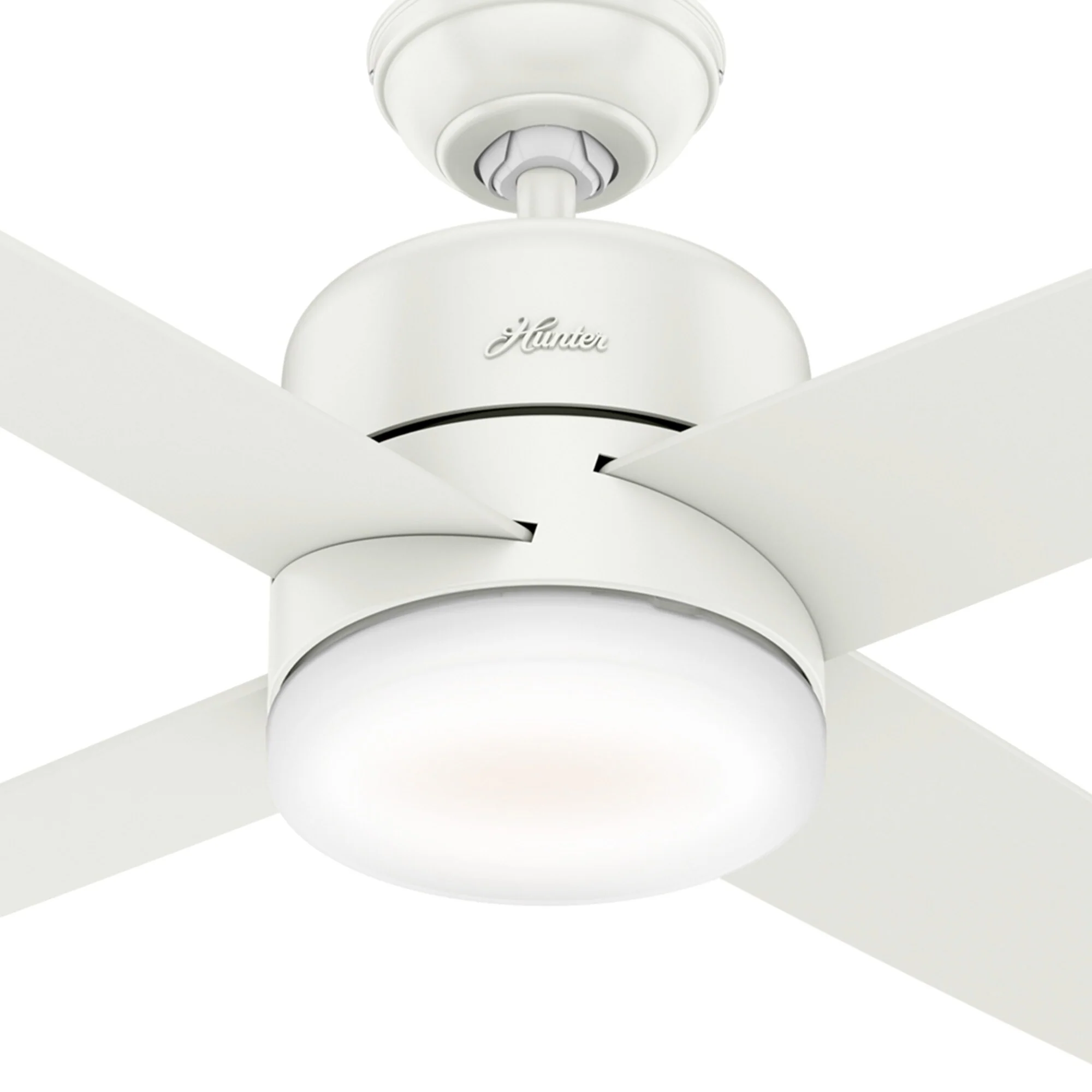Hunter Advocate WIFI Enabled DC Motor 54-in Fresh White Indoor Smart Ceiling Fan with Remote (4-Blade) - Image 3