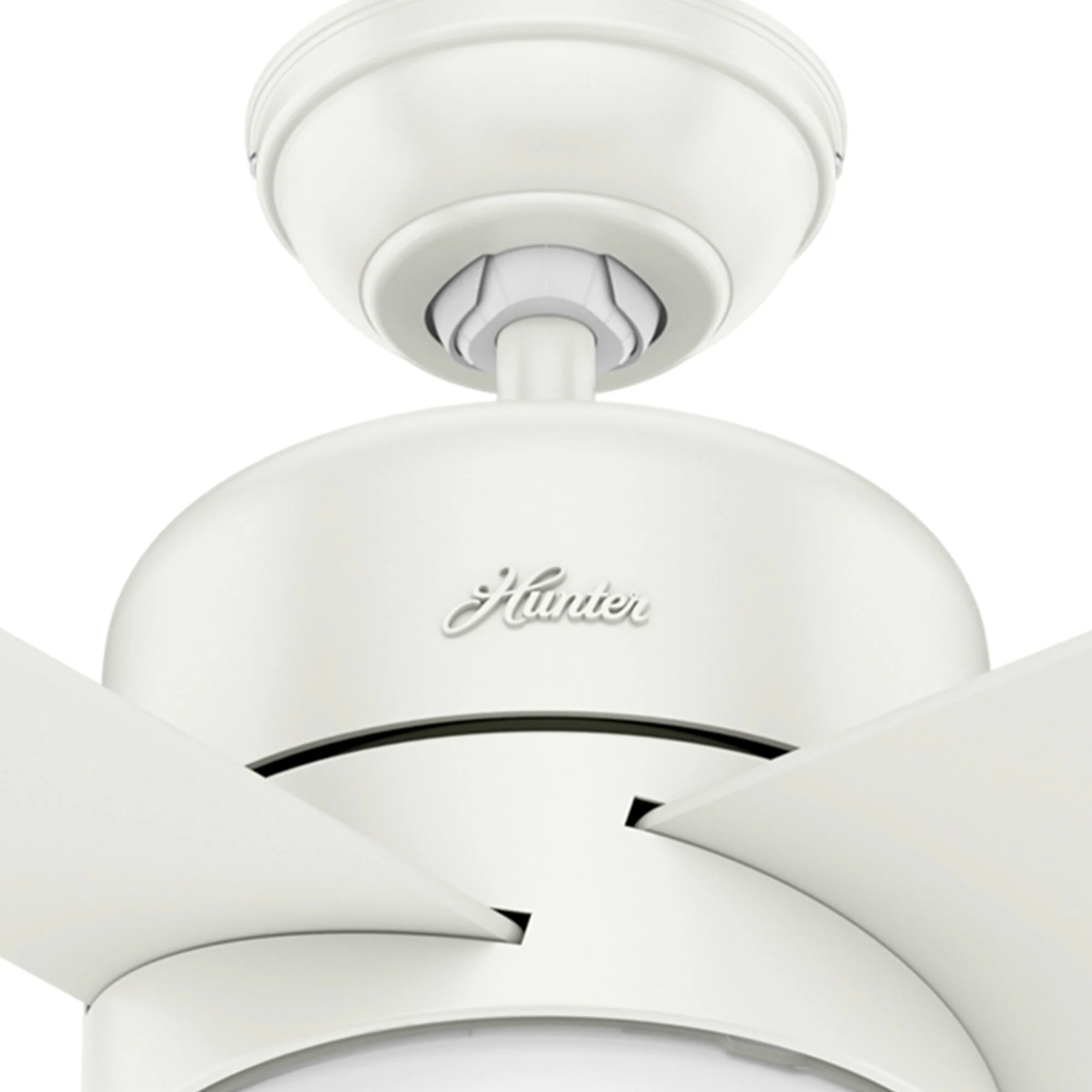 Hunter Advocate WIFI Enabled DC Motor 54-in Fresh White Indoor Smart Ceiling Fan with Remote (4-Blade) - Image 5
