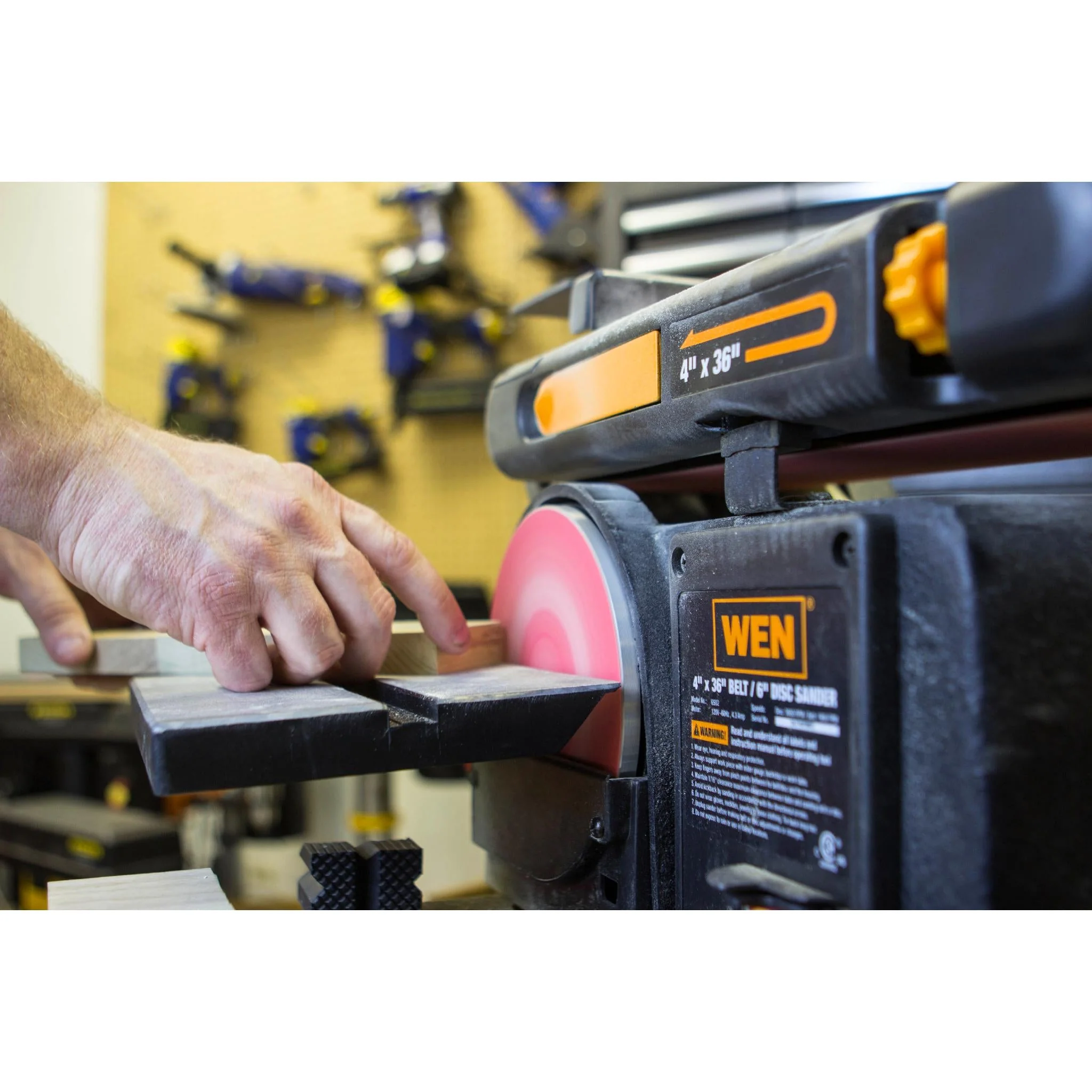 WEN 4.3-Amp 4 x 36 in. Belt and 6 in. Disc Benchtop Sander (Model 6502T) - Image 5