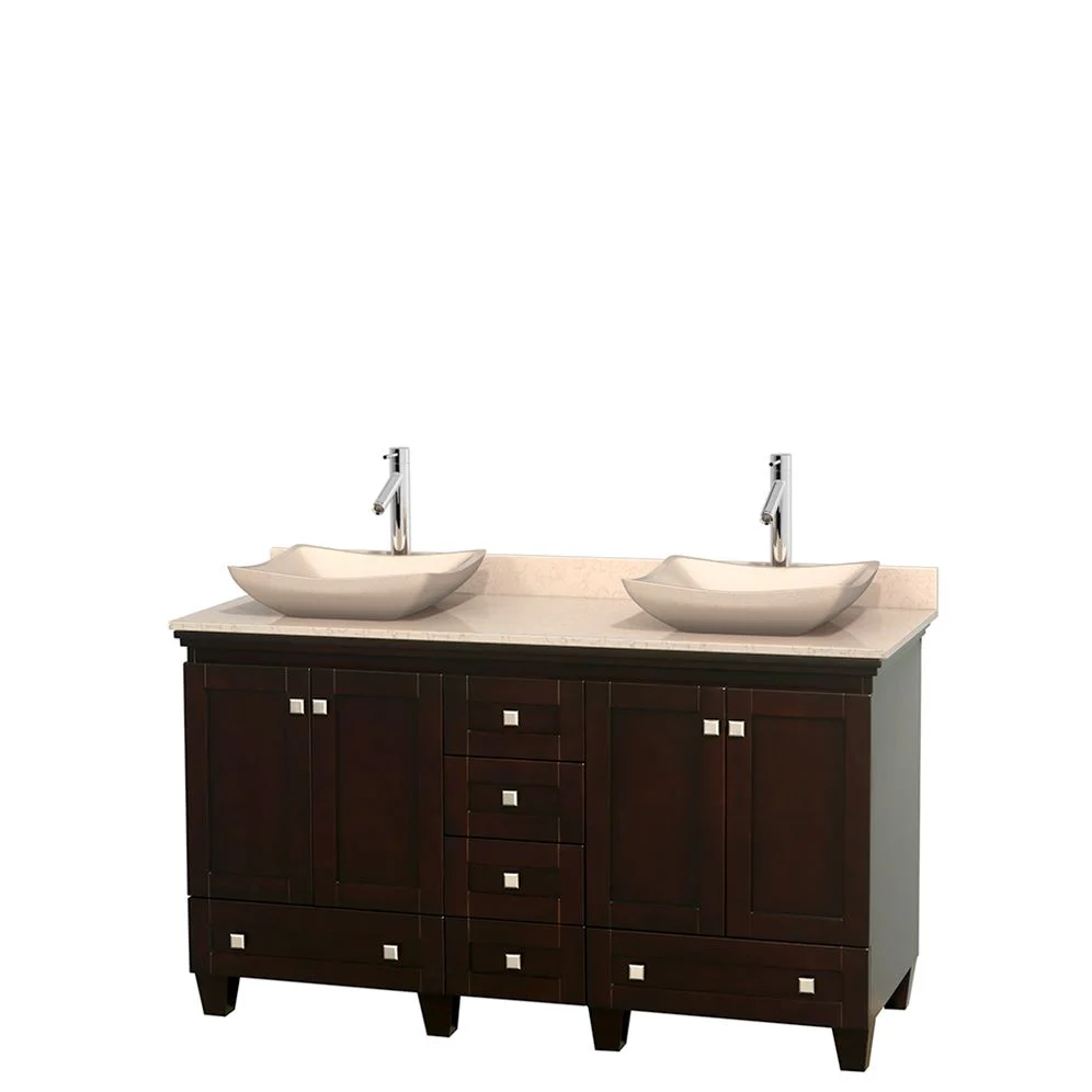 Wyndham Collection Acclaim 60-in Espresso Double Sink Bathroom Vanity with Ivory Natural Marble Top - Image 7