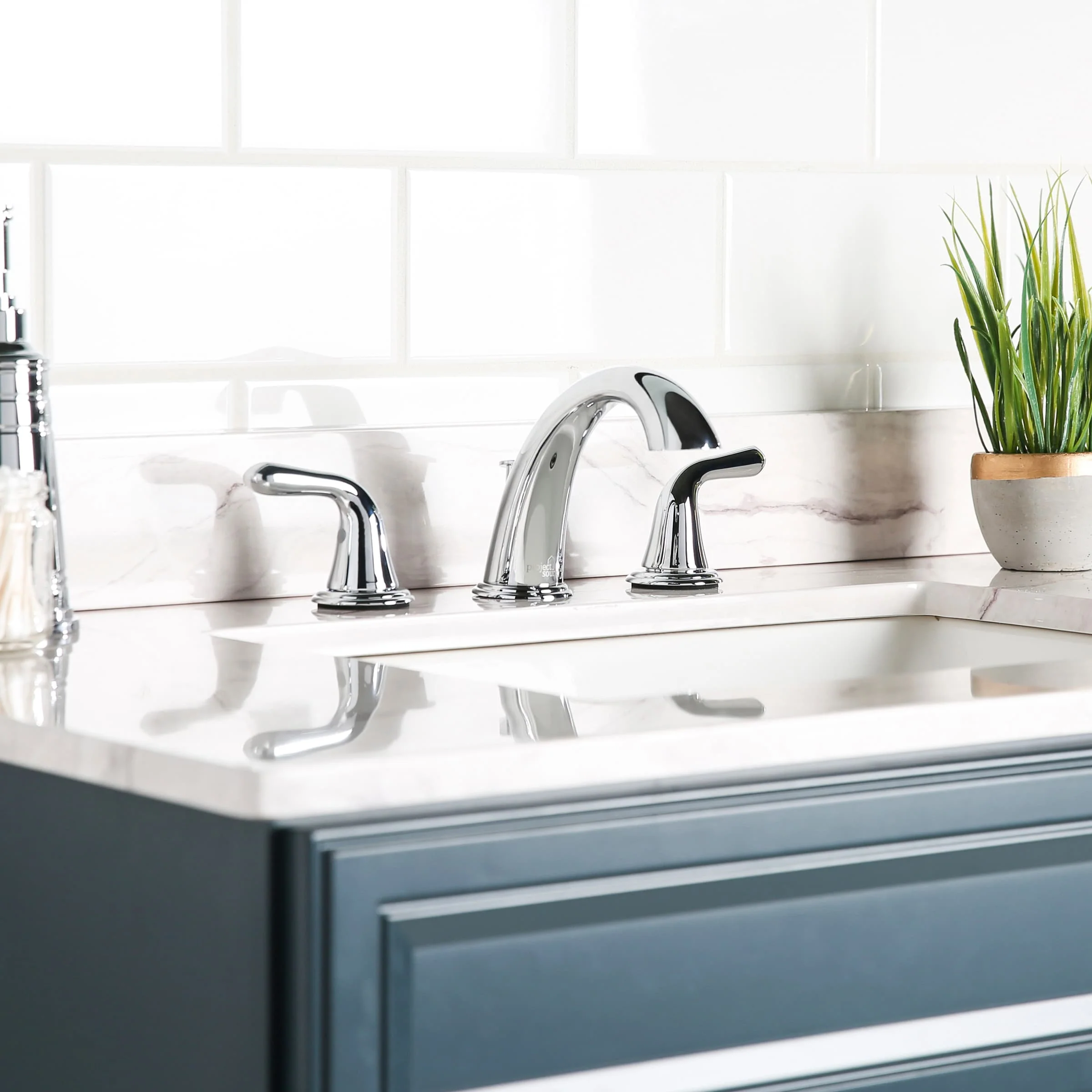 Project Source Dover Chrome 2‑Handle Widespread WaterSense Bathroom Sink Faucet with Drain - Image 7