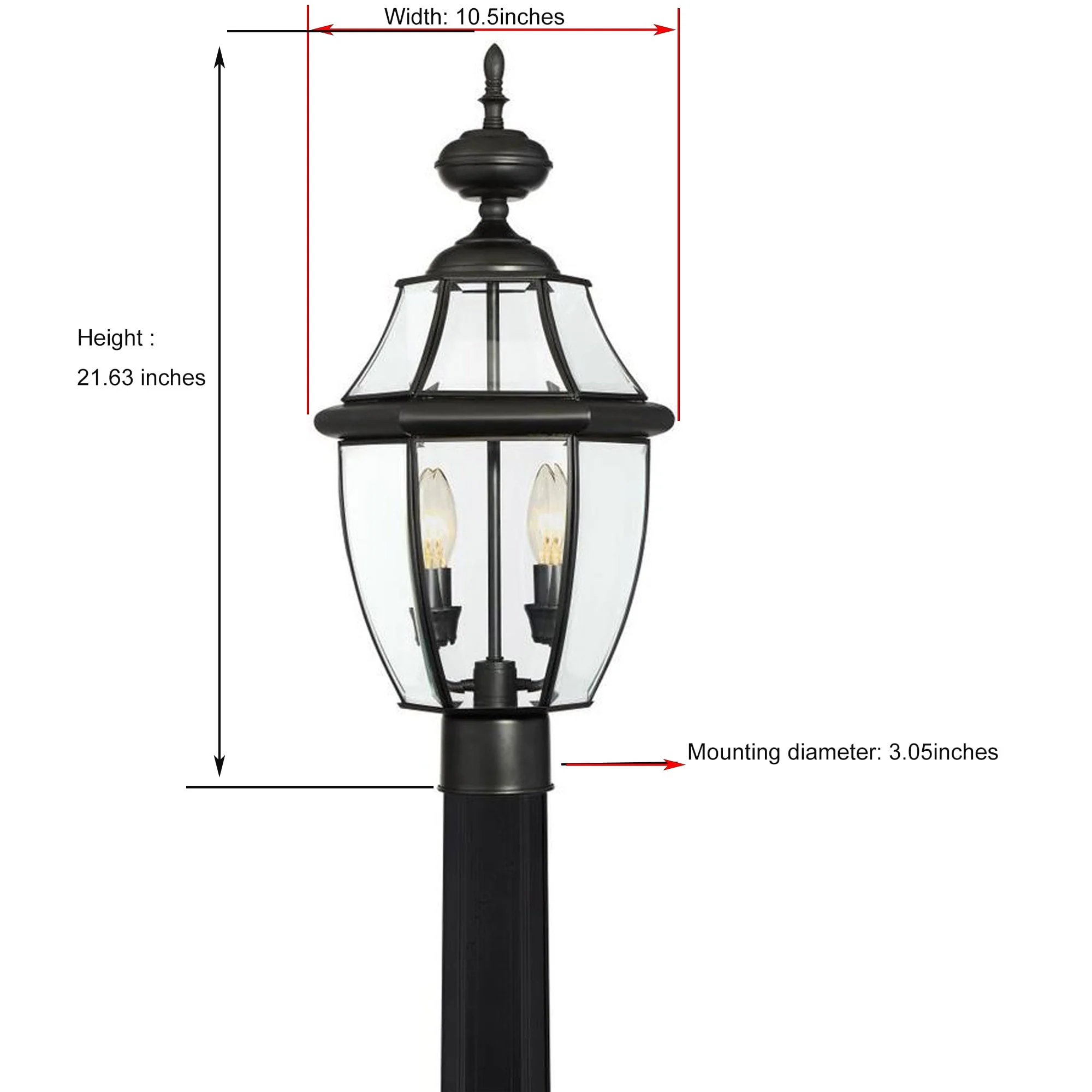 allen + roth Brayden 21.63-in Matte Black Outdoor Post Light with Clear Beveled Glass - Image 11