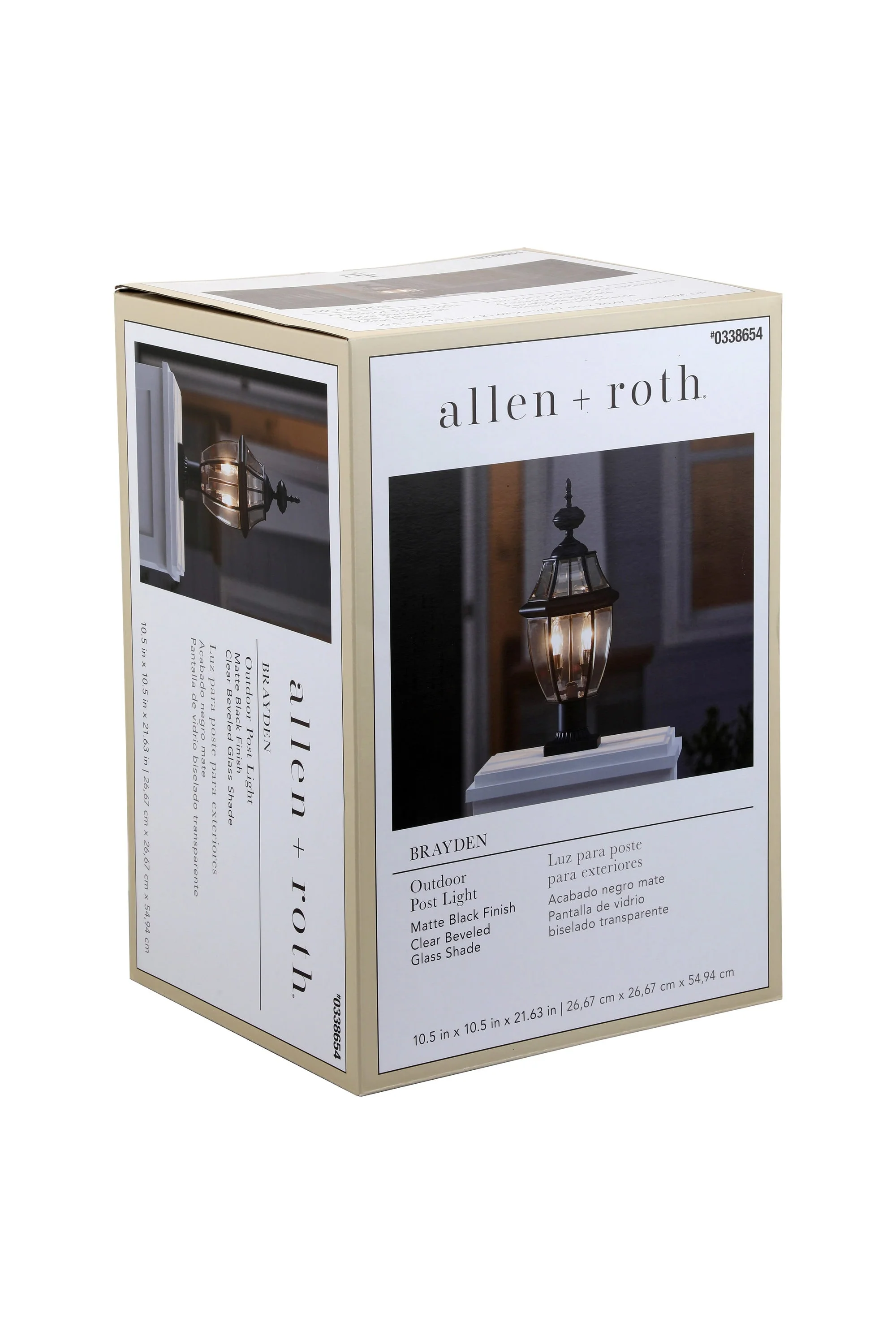 allen + roth Brayden 21.63-in Matte Black Outdoor Post Light with Clear Beveled Glass - Image 13