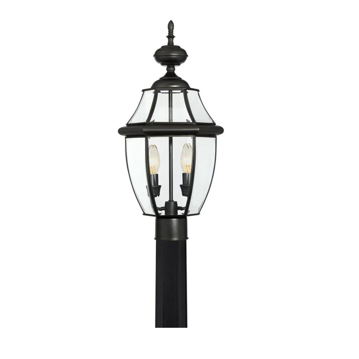 allen + roth Brayden 21.63-in Matte Black Outdoor Post Light with Clear Beveled Glass - Image 6