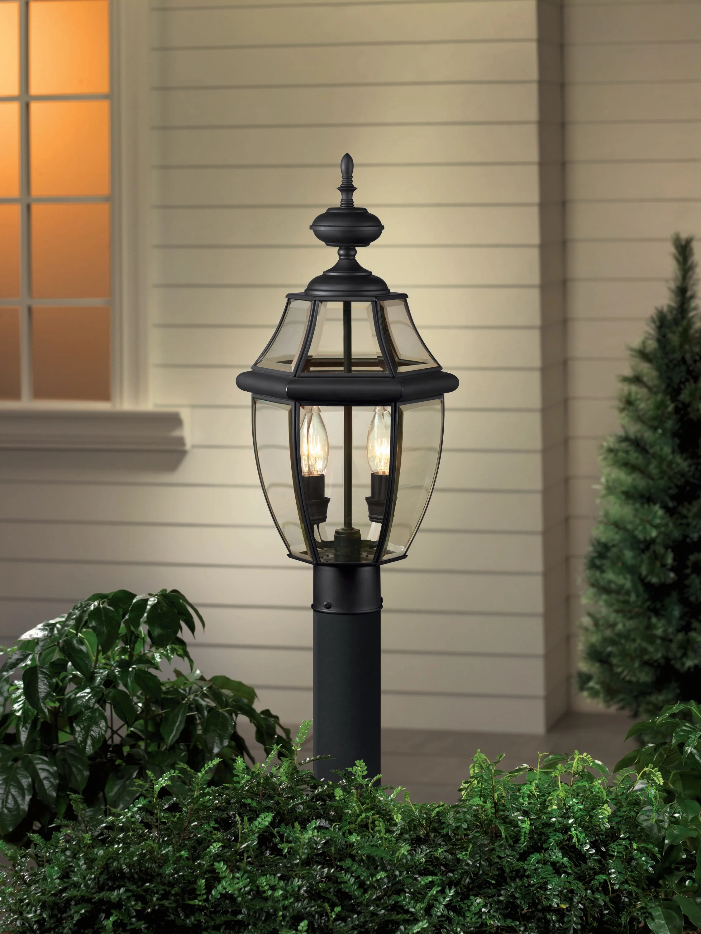 allen + roth Brayden 21.63-in Matte Black Outdoor Post Light with Clear Beveled Glass - Image 8