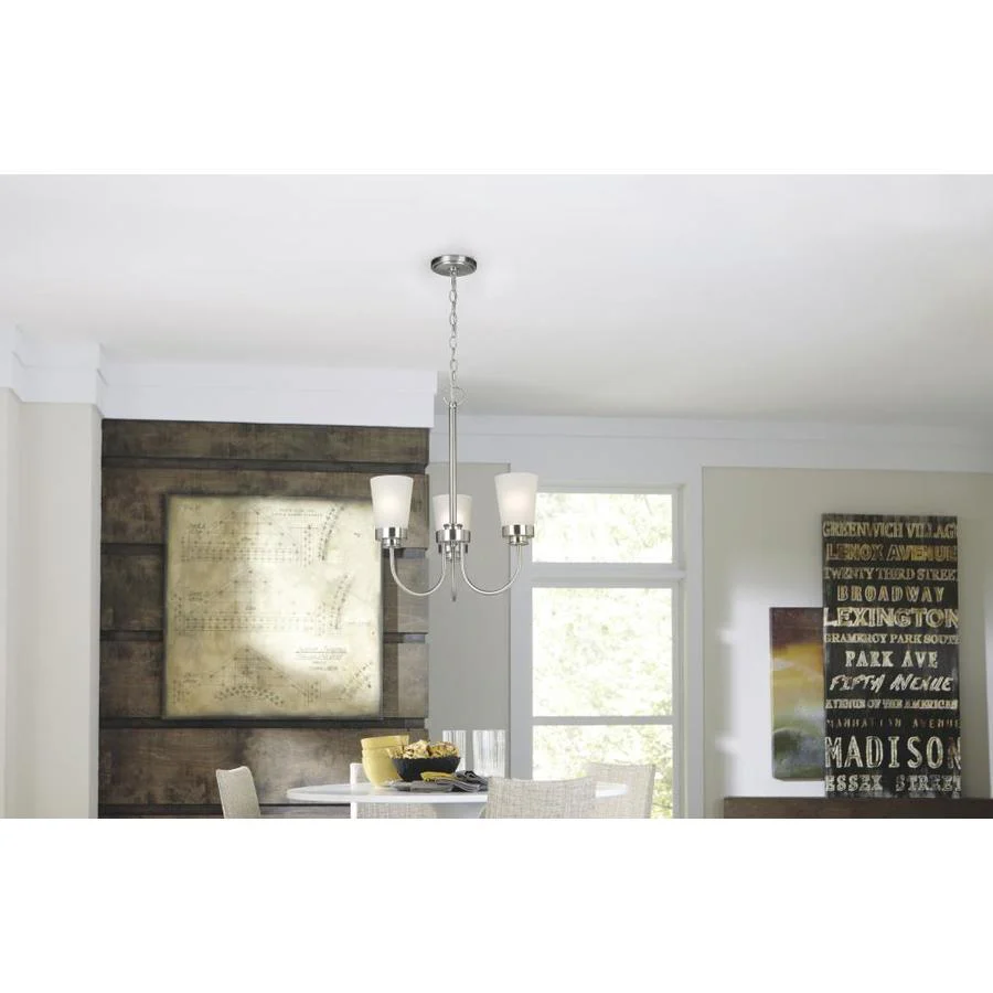 Project Source Aldridge 3-Light Brushed Nickel Modern/Contemporary Chandelier, 18.87-in W x 22.25-in H