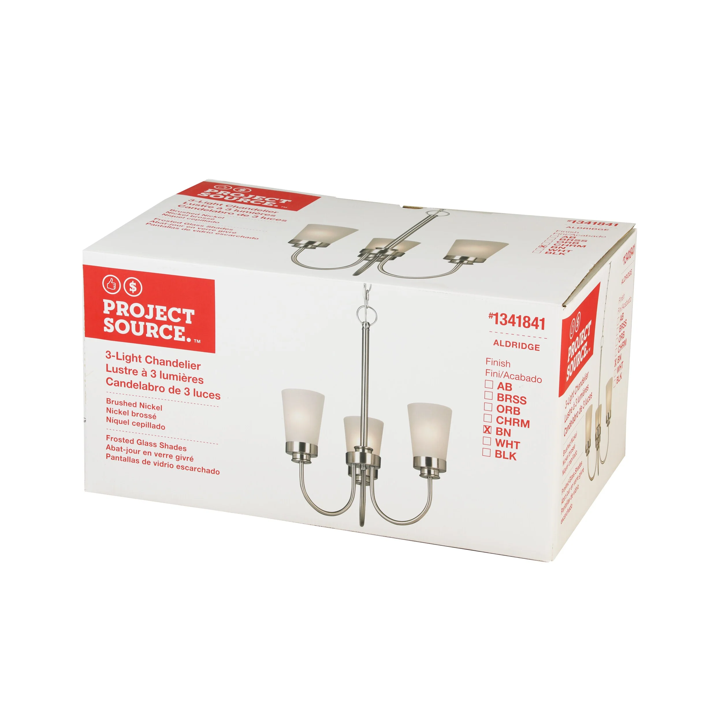 Project Source Aldridge 3-Light Brushed Nickel Modern/Contemporary Chandelier, 18.87-in W x 22.25-in H - Image 13