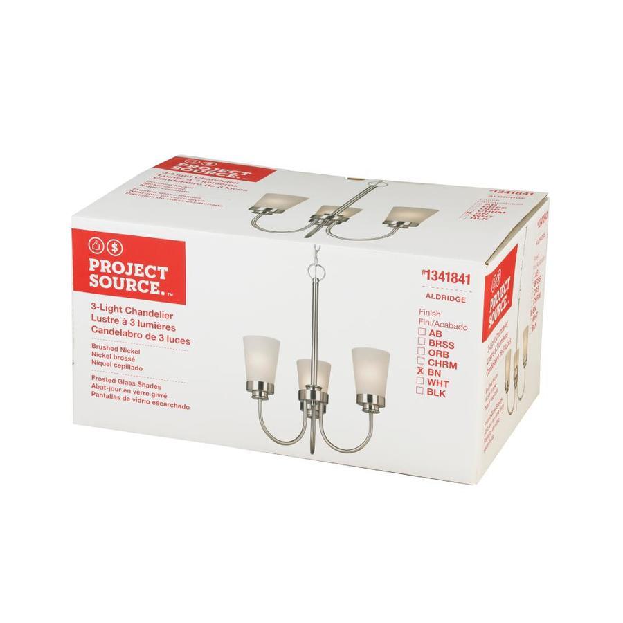 Project Source Aldridge 3-Light Brushed Nickel Modern/Contemporary Chandelier, 18.87-in W x 22.25-in H - Image 5