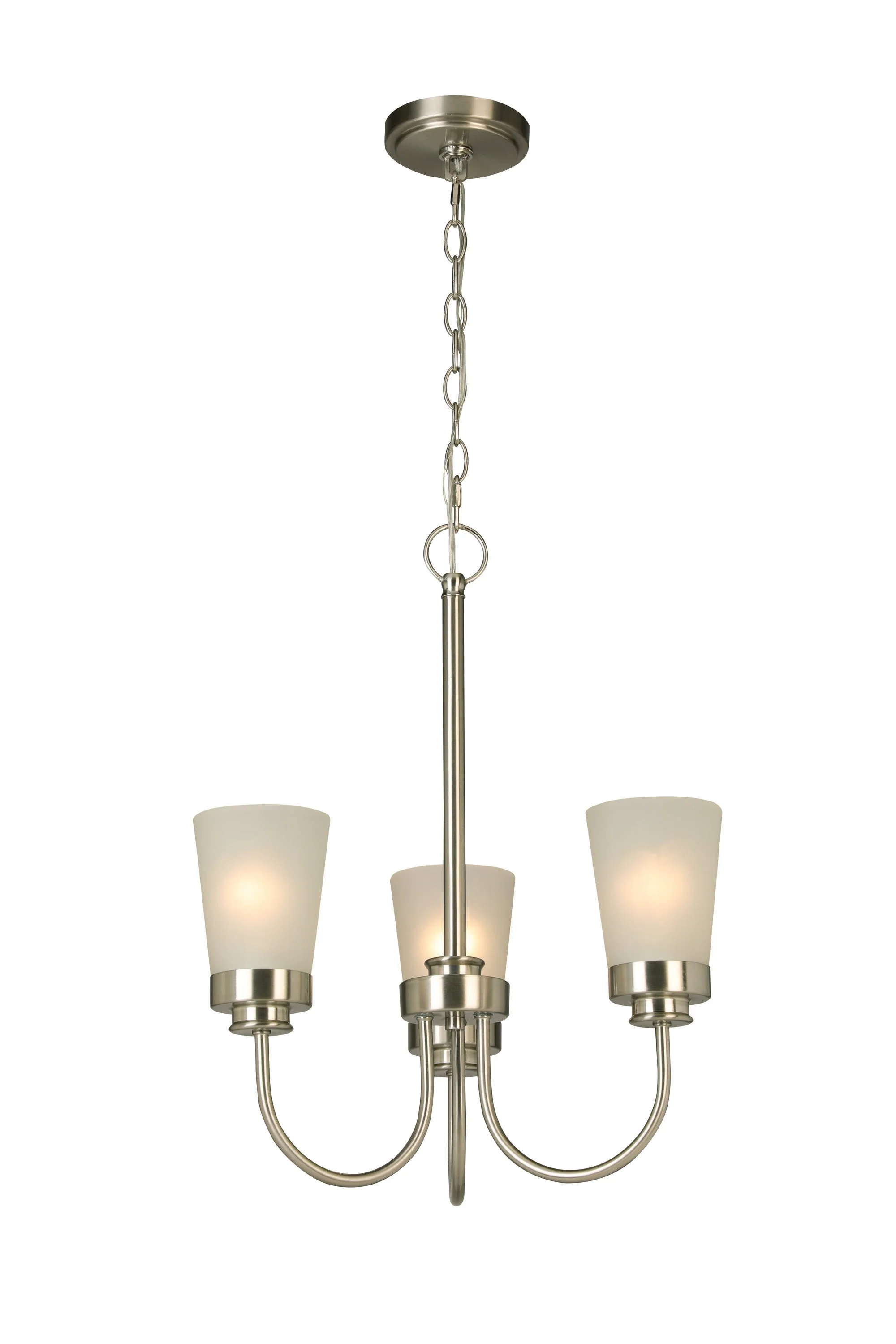 Project Source Aldridge 3-Light Brushed Nickel Modern/Contemporary Chandelier, 18.87-in W x 22.25-in H - Image 8