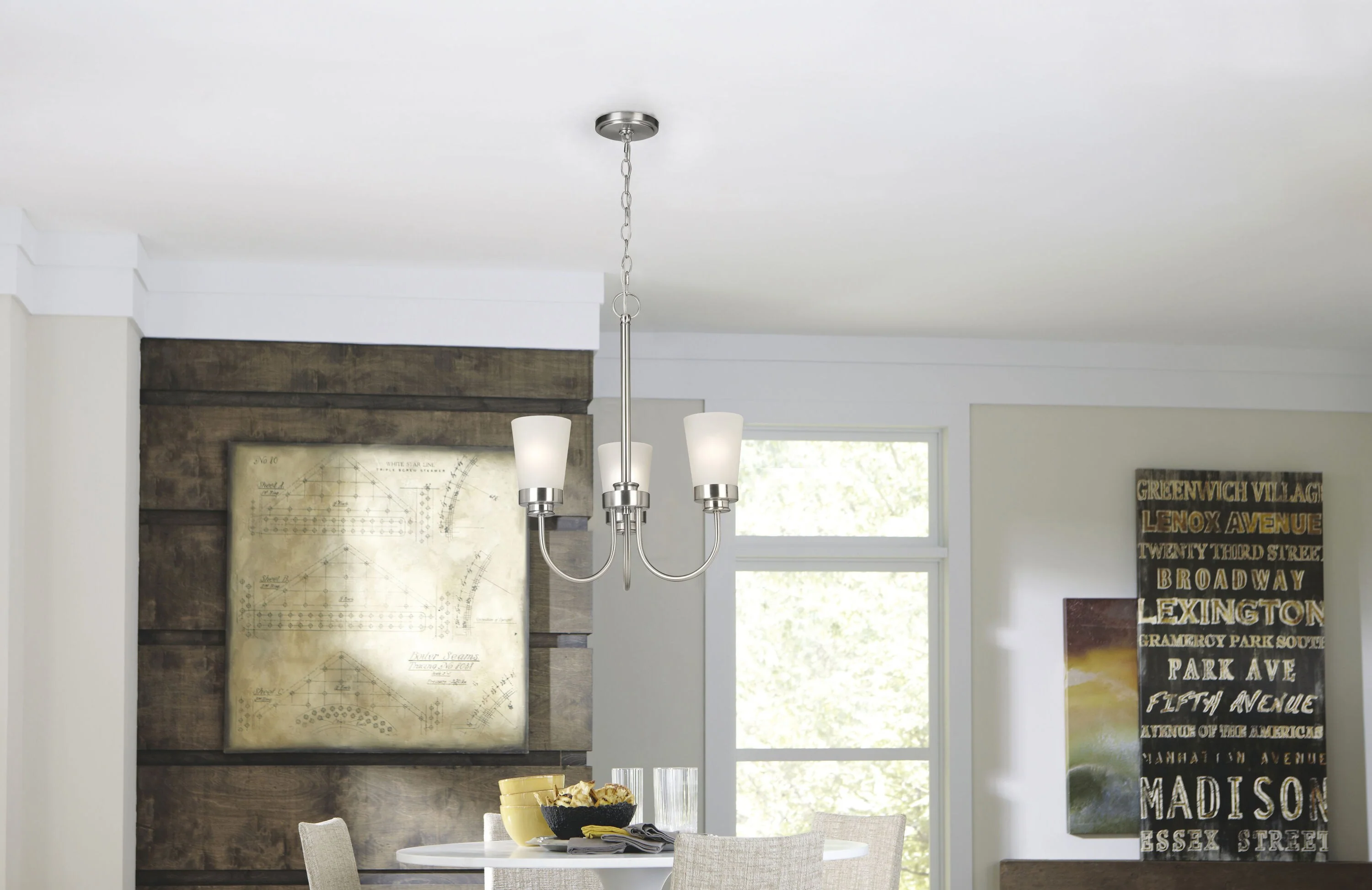 Project Source Aldridge 3-Light Brushed Nickel Modern/Contemporary Chandelier, 18.87-in W x 22.25-in H - Image 9