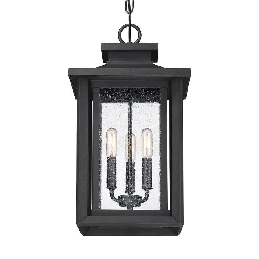 Quoizel Wakefield Earth Black Transitional Seeded Glass Lantern Pendant Light - Image 3